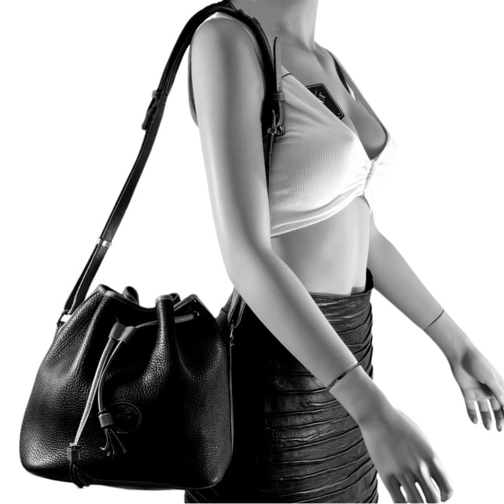 New Dooney & Burke Pebble Grain Leather
Drawstring Crossbody Bucket Bag. - Picture 13 of 16